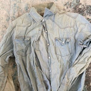 Button up Faded Jean Long Sleeve Shirt
